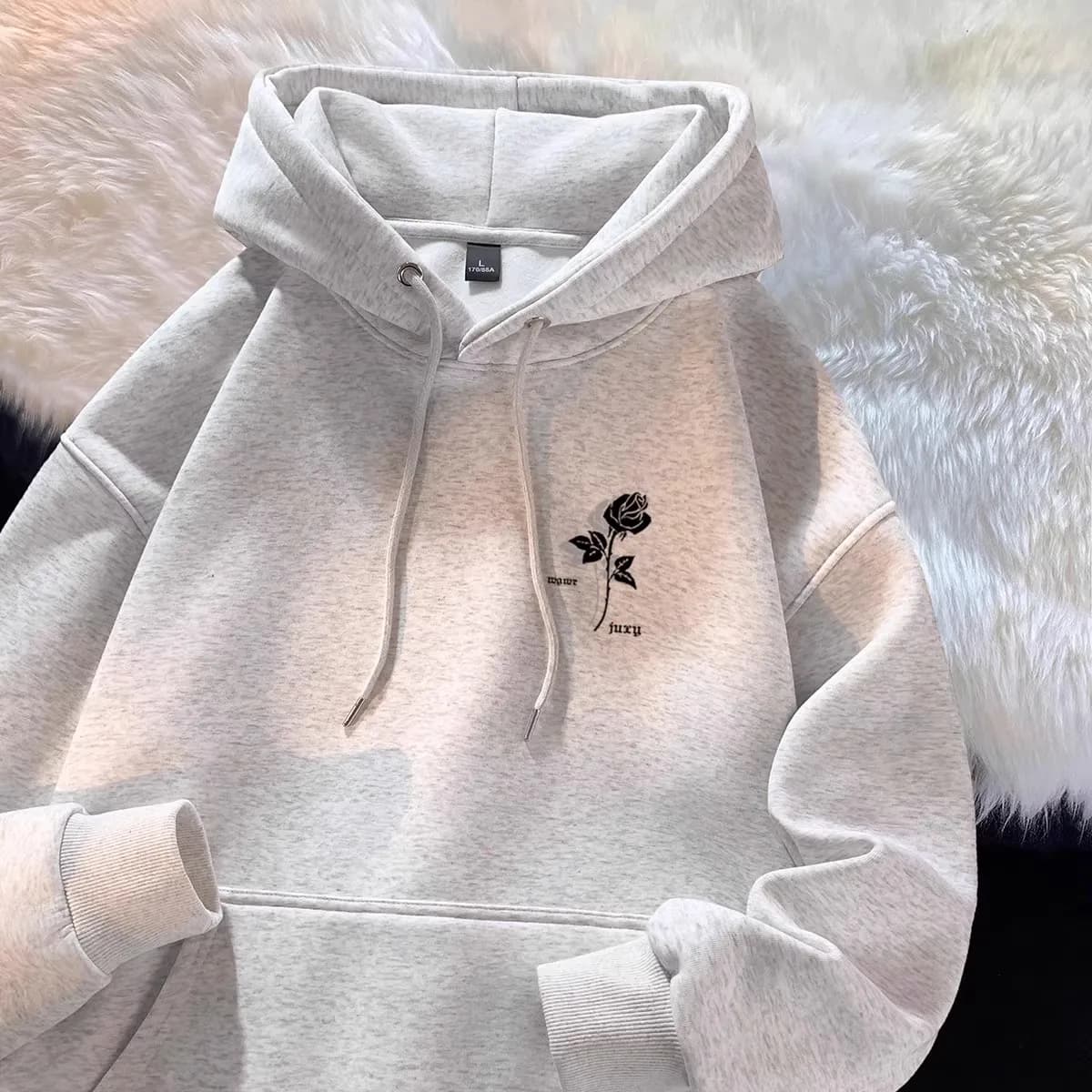 Felpa con Cappuccio Oversize Unisex, Casual e Comoda, per Coppie, Nuovo Stile Autunno Inverno, Pesante, Stile Hong Kong Streetwear