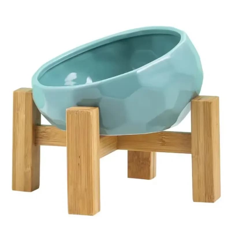 New Arrival Smart Cat Food Bowl with Mental Stand Raised Ceramic Pet Food Bowl for Cats