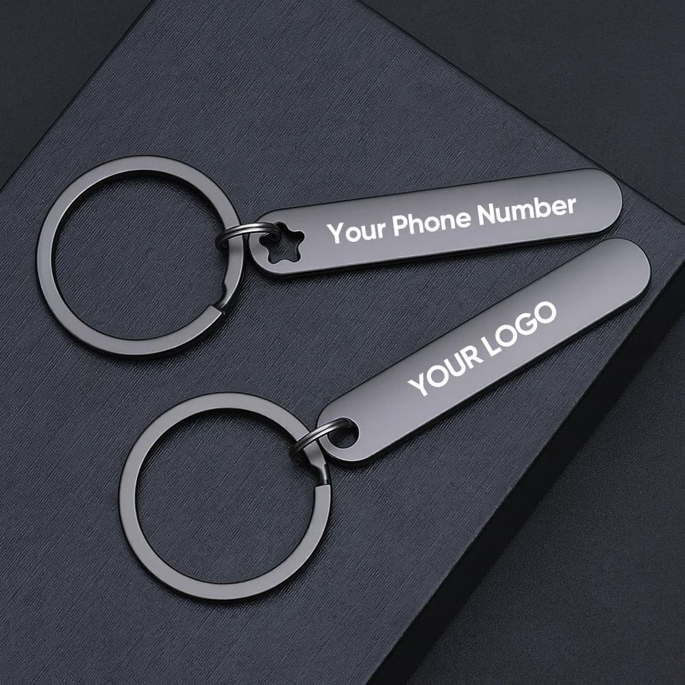 Custom Phone Number Keychains Cute Hollow Out Animals Personalized Titanium Bar Keyring Laser Engraving Name Car Key Chain Gifts