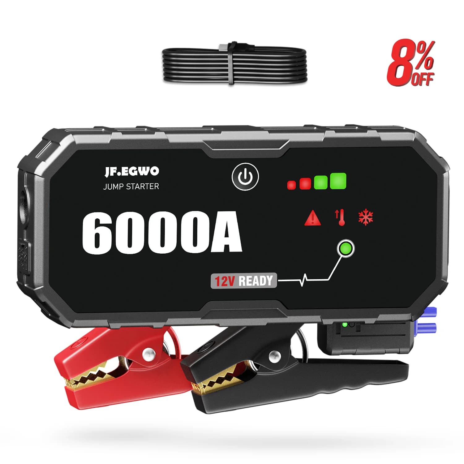 6000A Mini caricabatteria portatile per auto di emergenza Jump Start 22000Mah 12V Jumper Starter Power Bank cavo portatile per Kit di emergenza