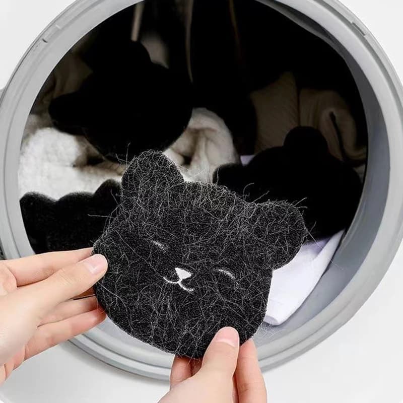 2/4 animal hair removal set, sticky sponge for machine washed bears, reusable, suitable for washing machine, dryer, black