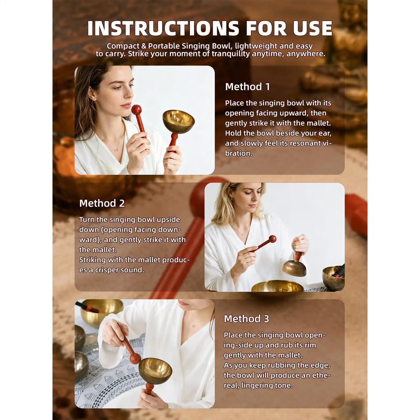 Tibetan Singing Bowl Meditation Sound Device With Hammer Tibetan Singing Bowls For Yoga Relaxation Prayer Beginners Mindfulness