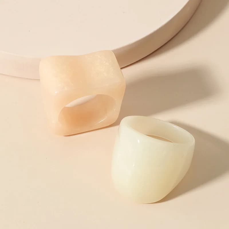 Anello Unisex in Resina Geometrica, Set di Anelli alla Moda in Stile Giapponese e Coreano, Semplice e Trendy