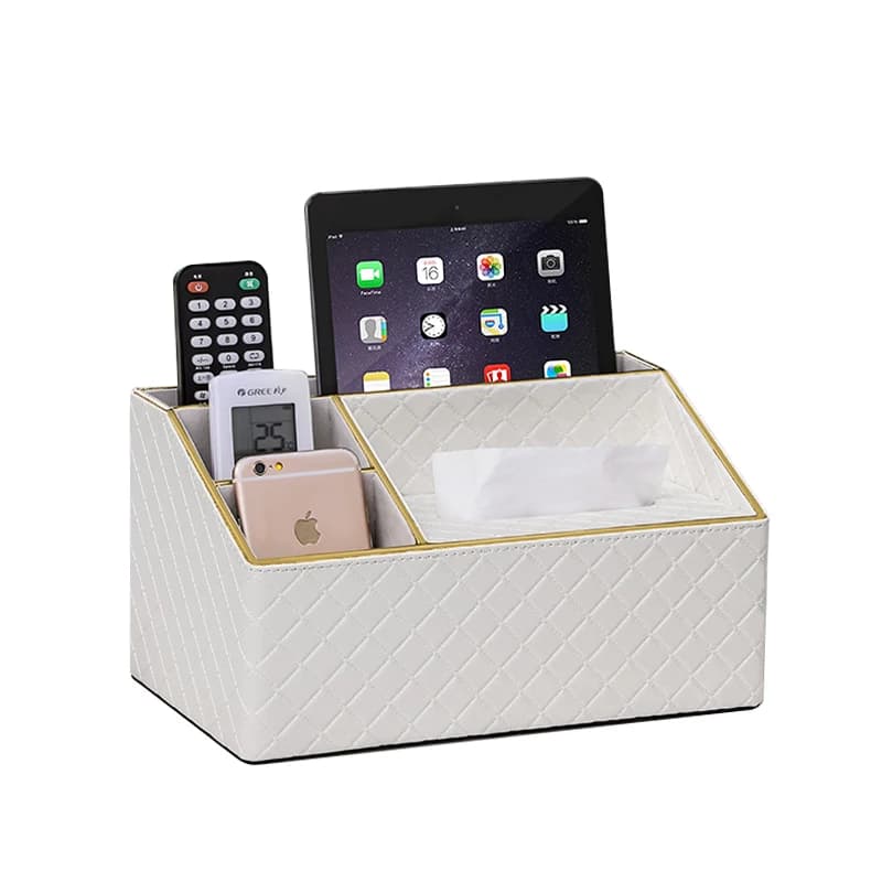 PU leather multifunctional handkerchief box, table remote control shelf