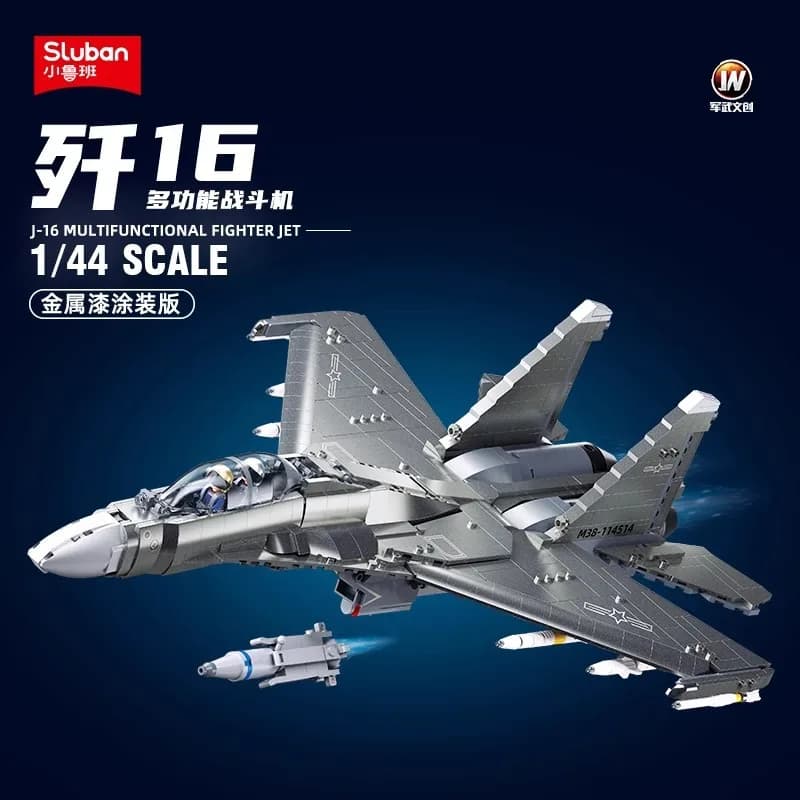 Sluban MOC Armato aereo da caccia Modello Building Blocks Tecnologia J-16S SU-27 combattente Bomber Mattoni fai da te Giocattolo Bambini Ragazzi Regali