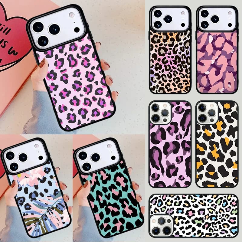 Custodia per telefono con stampa leopardata mimetica per Apple iPhone 17 Air 16E 15 14 Plus 13 12 11 Pro Max Mini Funda Cover
