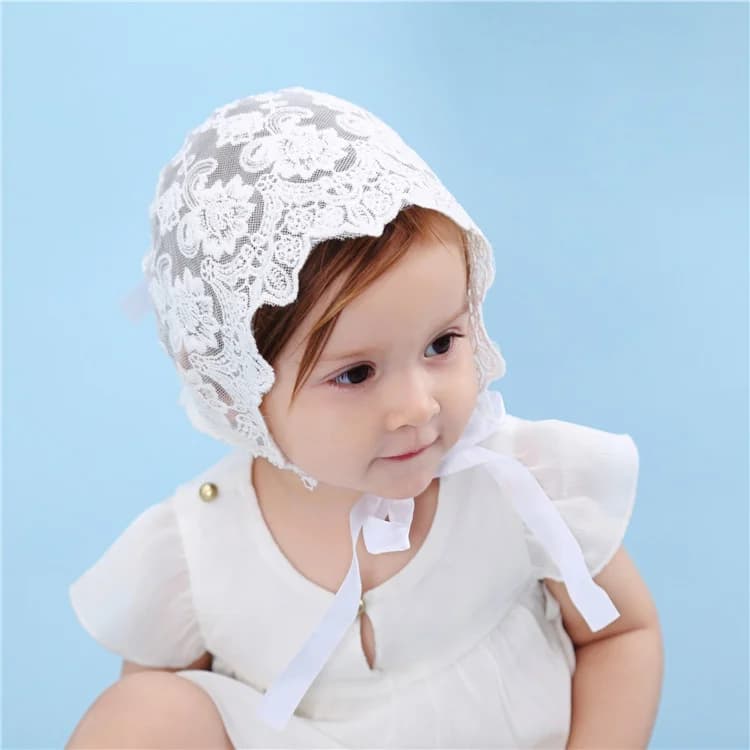 Pizzo Ruffle Princess Baby Court Hat 0-2year neonato Photography Prop White Cotton Toddler Tie Beanie Bonnet Toddler Headwear Cap