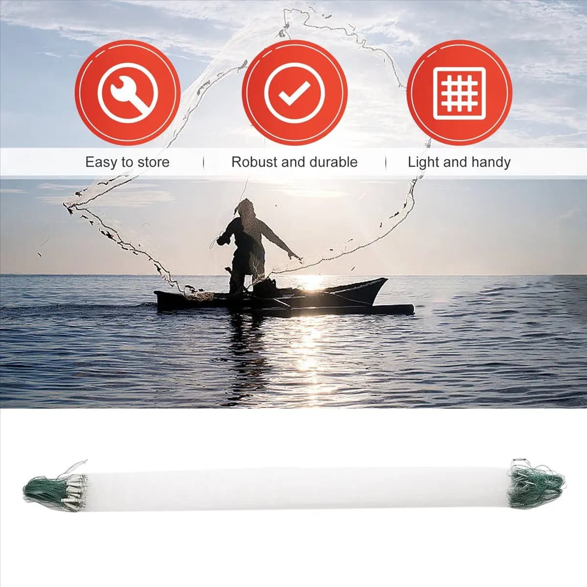 Valore ~ Rete da pesca monofilamento verde bianco trasparente da 25 m con galleggiante