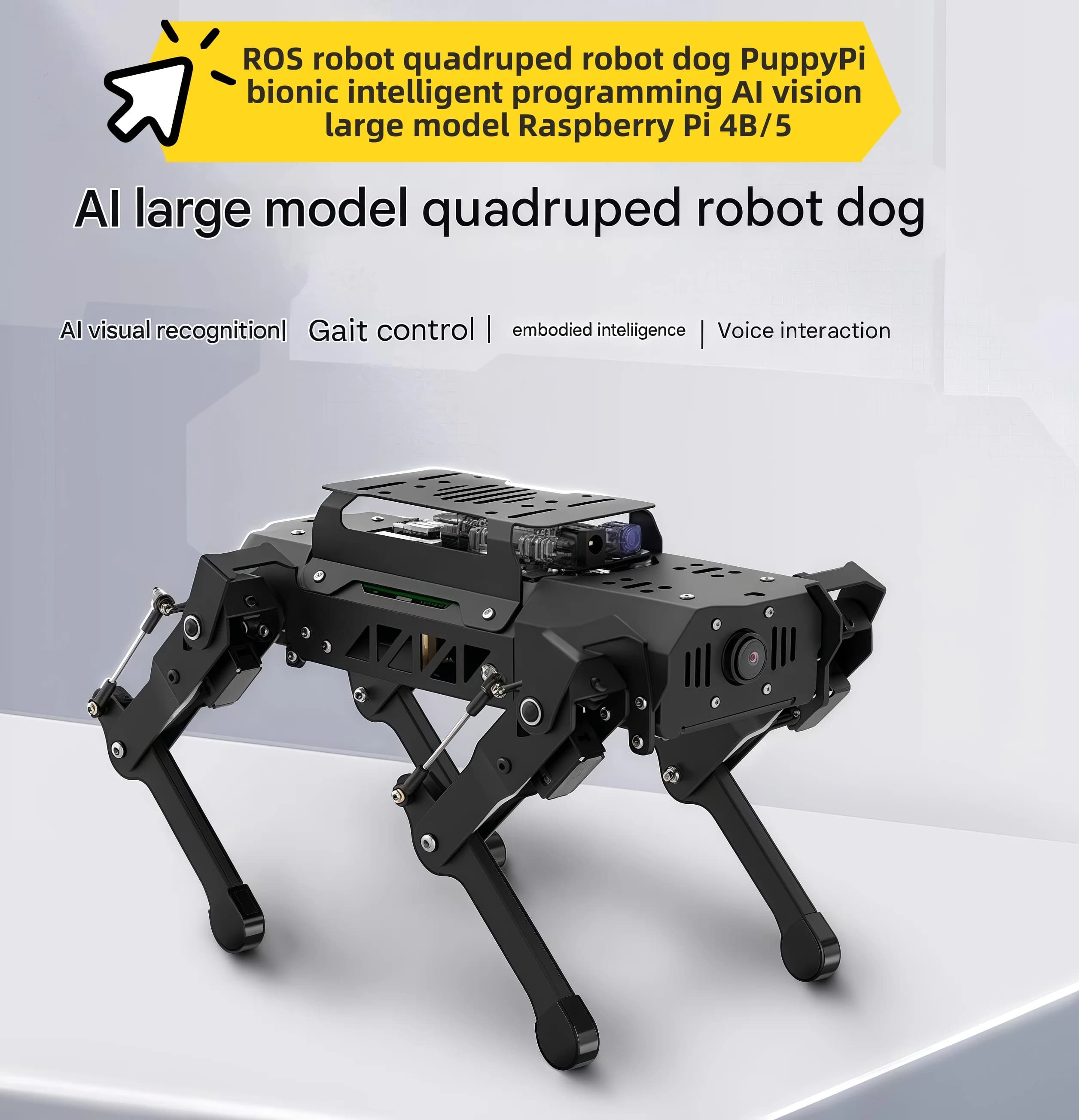 PuppyPi ROS Robot Quadruped Dog - Bionic Intelligent AI Vision Large Model Programming Robot for Raspberry Pi 4B/5