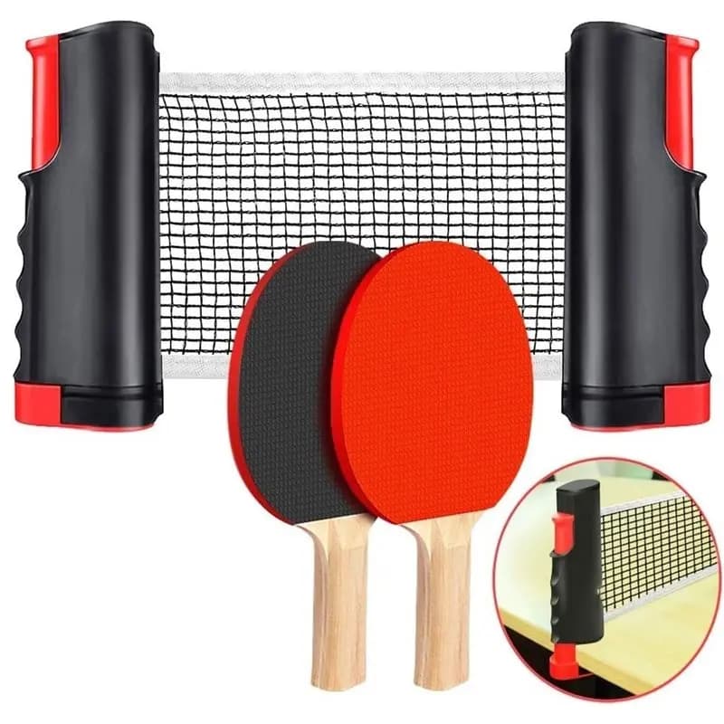 Portable Table Tennis Set With Retractable Net, Rackets, Balls And Carry Bag For Outdoor Games -Pong Paddle Set