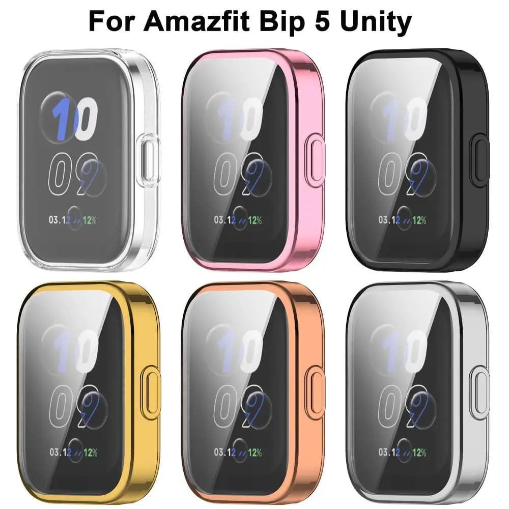 Total Covered TPU Case Protector for Anti-scratch Screen bumper Smart watch accessories Soft protective shell for Amazfit Bip 5 Unity