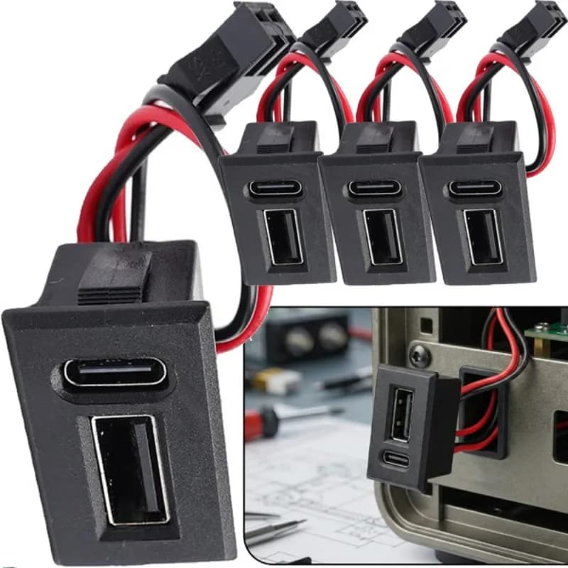 Connettore USB-C femmina da 20 V 3 A, base femmina a doppio strato, presa di tipo C, presa di ricarica per lampada USB, presa di alimentazione con connettore per cavo