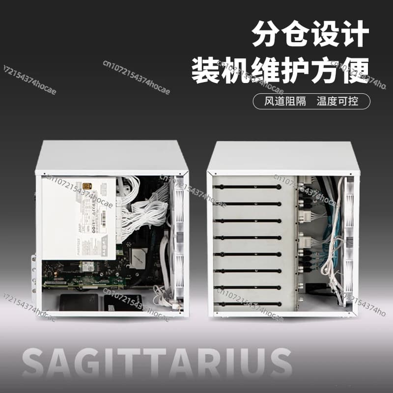 Sagittario Telaio NAS a 8 posizioni Scheda principale MATX Alimentatore ATX con backplane SATA a tutta altezza PCIe per archiviazione domestica