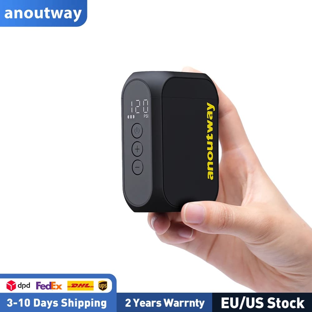 anoutway AT1 MAX Mini pompa elettrica per bici 120PSI pressione 600mAh batteria Mini gonfiatore per pneumatici per bicicletta con display a LED arresto automatico