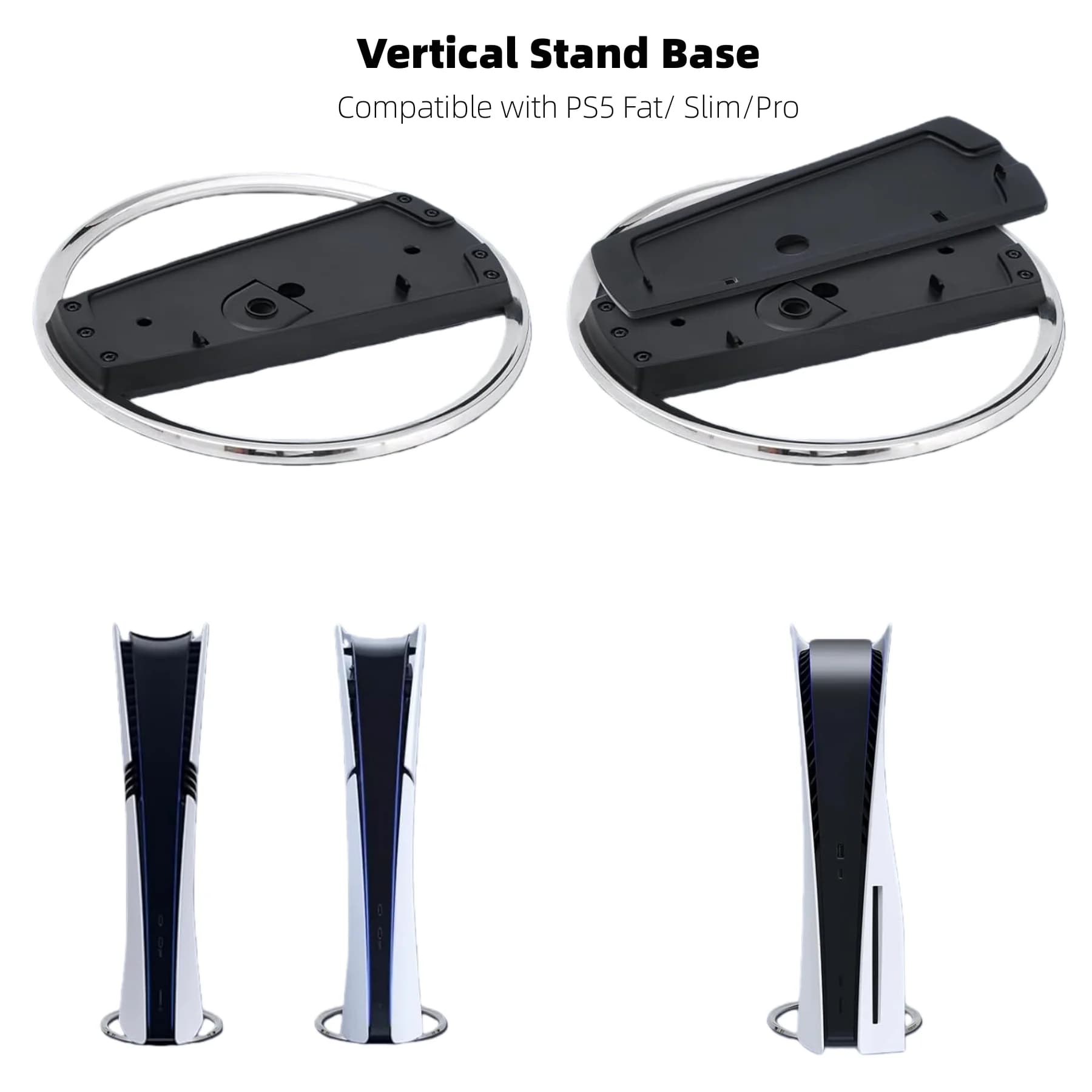 Vertical Stands Compatible with PS5 Fat/PS5 Slim/PS5 Pro Space Saving Console Stand for PlayStation 5 Base Accessories