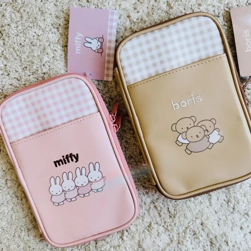Borsa Porta Passaporto Serie Kawaii Miffy, Creativa con Stampa Cartoon Carina, Borsa Portatile per Cancelleria, Regalo di Compleanno per Ragazze