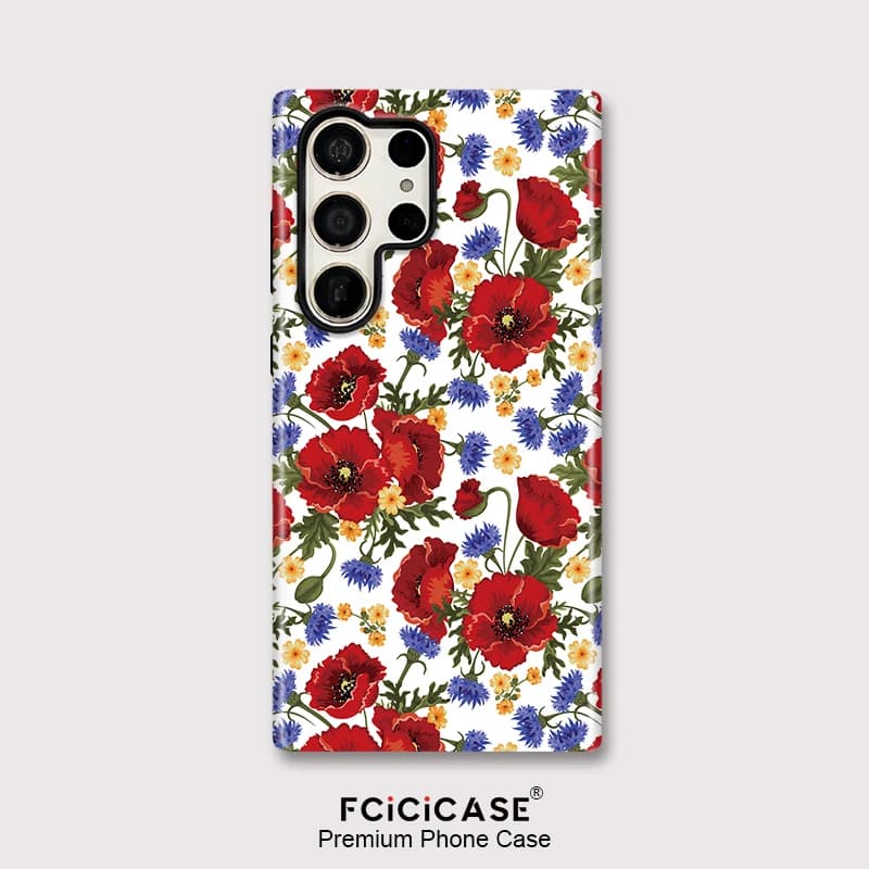 Fcicicase Custodia Protettiva Opaca con Motivo Floreale per Samsung Galaxy S26 Edge A56 A16 S24 Ultra S20 FE S25 Plus S23