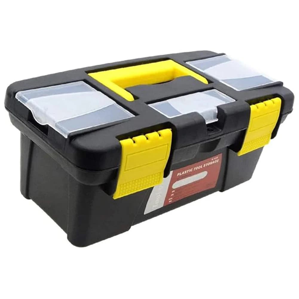 Scatola portautensili a doppio strato da 10 pollici, cassetta portautensili portatile, cassetta portautensili portatile, custodia per attrezzi manuali in plastica a 2 strati.