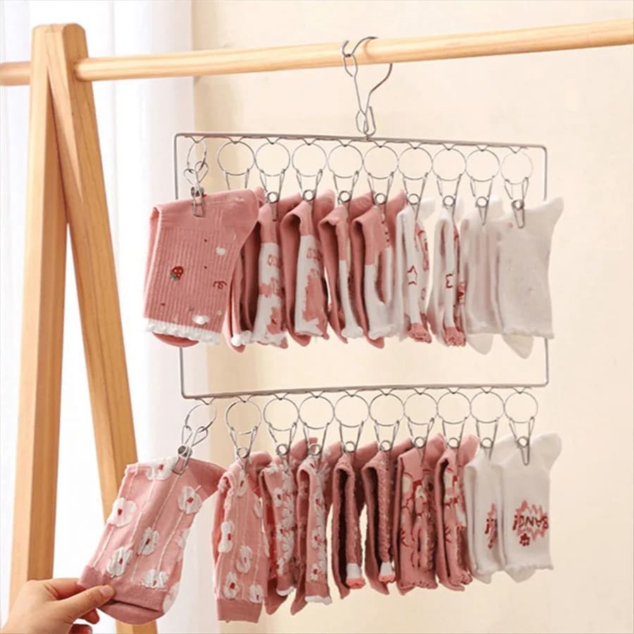 Appendiabiti multi-clip in acciaio inossidabile - Multifunzione per l'asciugatura di biancheria intima, funziona anche come appendi spade, struttura durevole e resistente alla ruggine