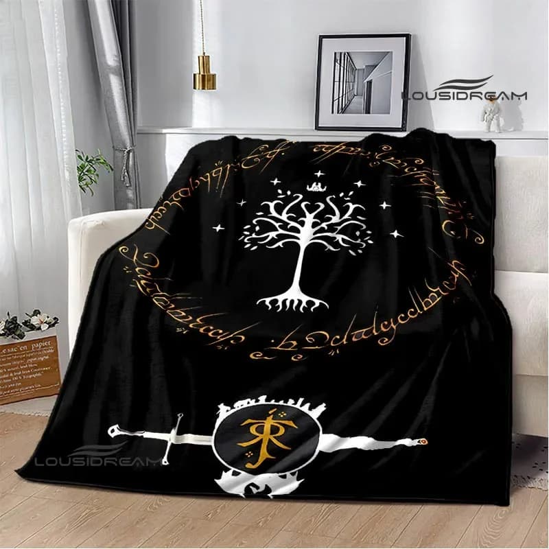 Coperta stampata L-Lord of the Rings Coperte di flanella calde Morbide e confortevoli coperte da viaggio per la casa Fodere per letti Regalo di compleanno