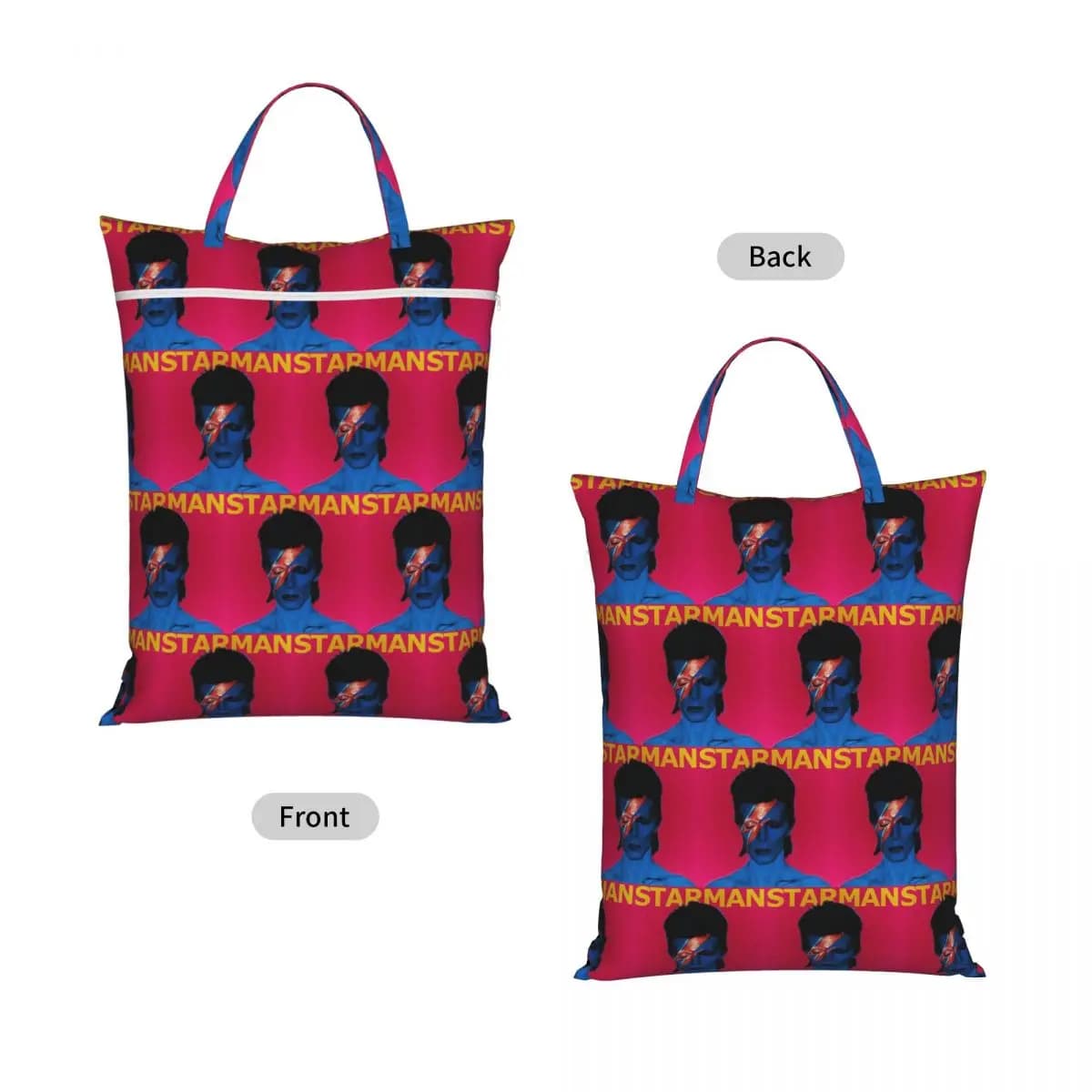 Davids Bowied Travel Laundry Bag Waterproof Reusable Dirty Clothes Pouch Gym Yoga Vacation Washing Basket