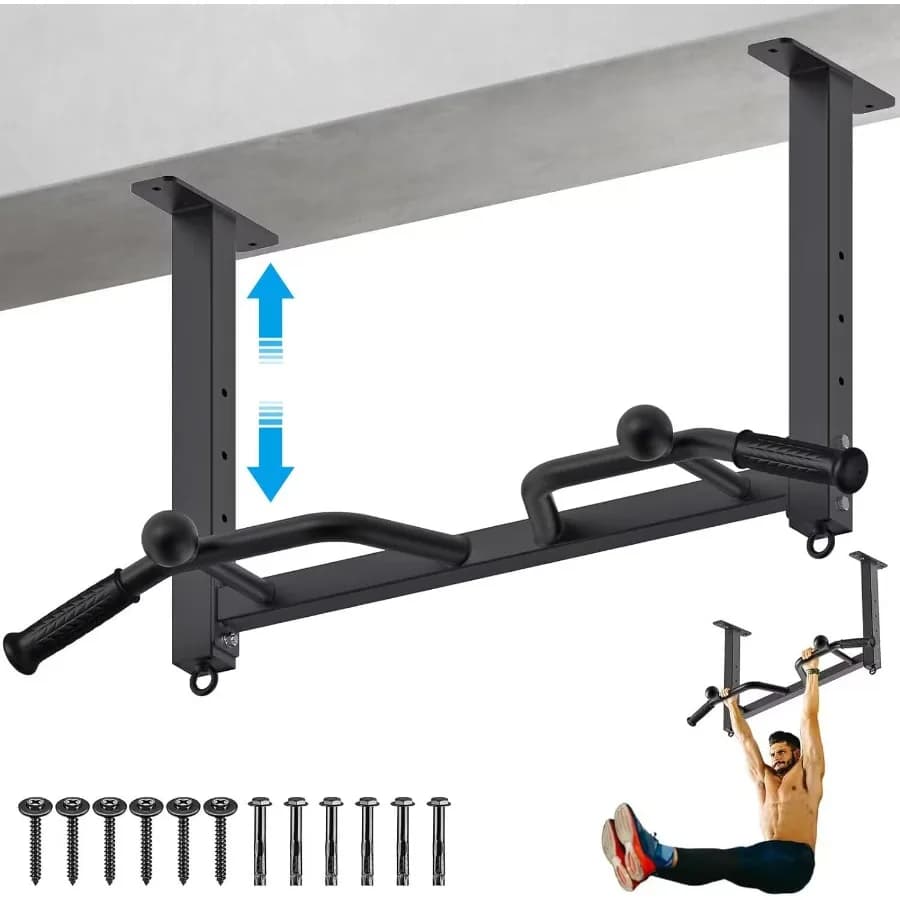 32" ceiling mounted traction bar, durable, highly adjustable, multifunctional, home gym system with B punching