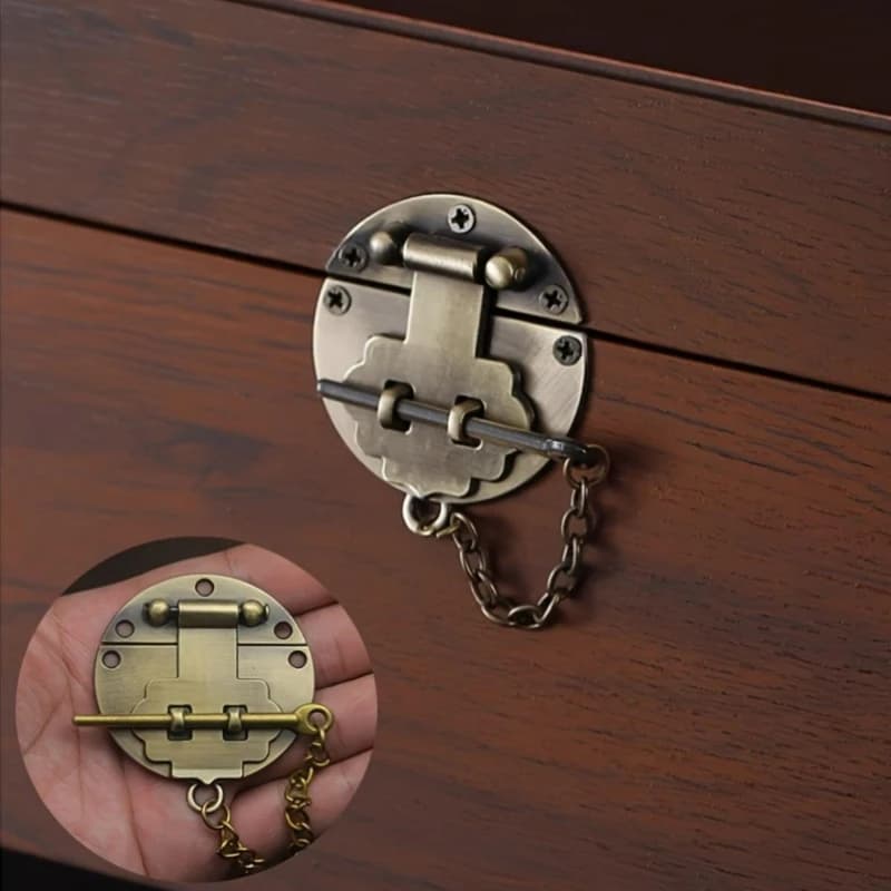 Serratura in lega stile vintage da 3 pezzi, finitura in ottone, durevole per scatole di gioielli, scatole regalo, valigie, facili da installare