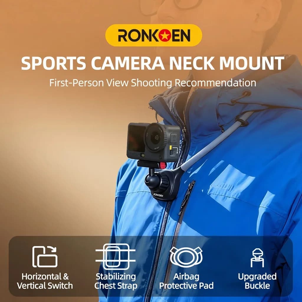 Ronkoen TZ-15 POV Mount Neck Hold Mount Chest Mount For DJI Osmo Action 6 Action Camera Accessories