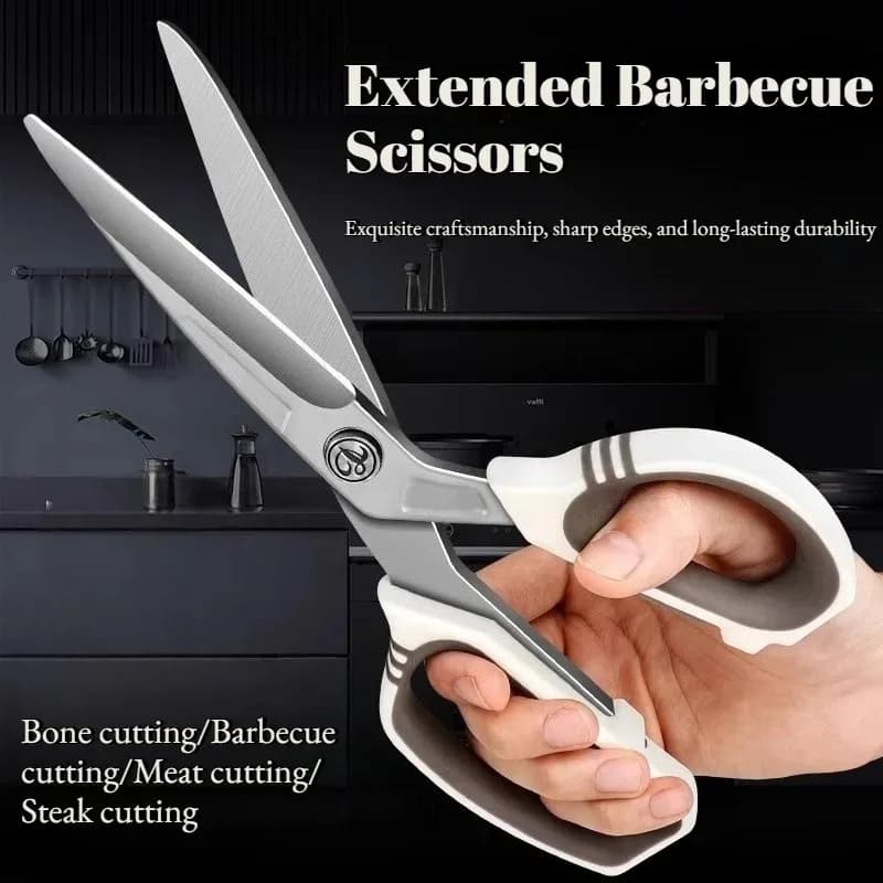 Stainless Steel BBQ Scissors with Magnetic Cover Multi-Function Kitchen Shears for Meat Poultry Vegetables Cooking Kitchen Tool