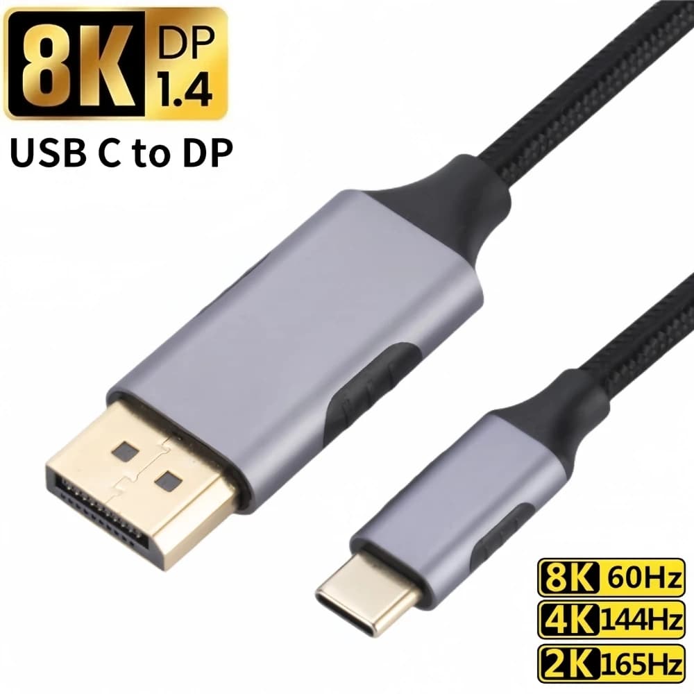 Cavo da USB-C a DisplayPort 8K a 60Hz DP Tipo C da 3.1 a 4K 144Hz Porta display 1.4 Cavo Thunderbolt 3 4 per MacBook Air Pro Samsung