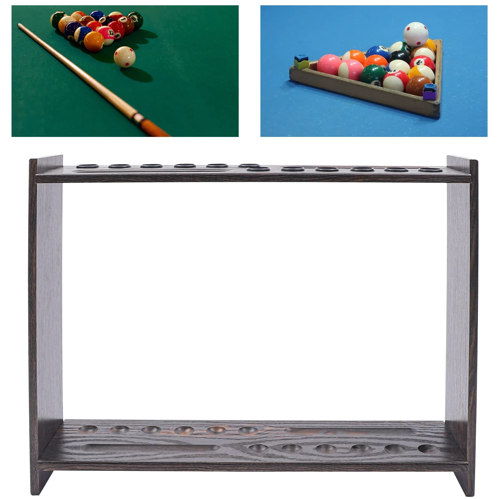 Bymaocar 12 fori stecca da biliardo porta stecche da biliardo supporto per bastoncini da biliardo scaffale per organizer da pavimento supporto per bastoncini da biliardo in legno