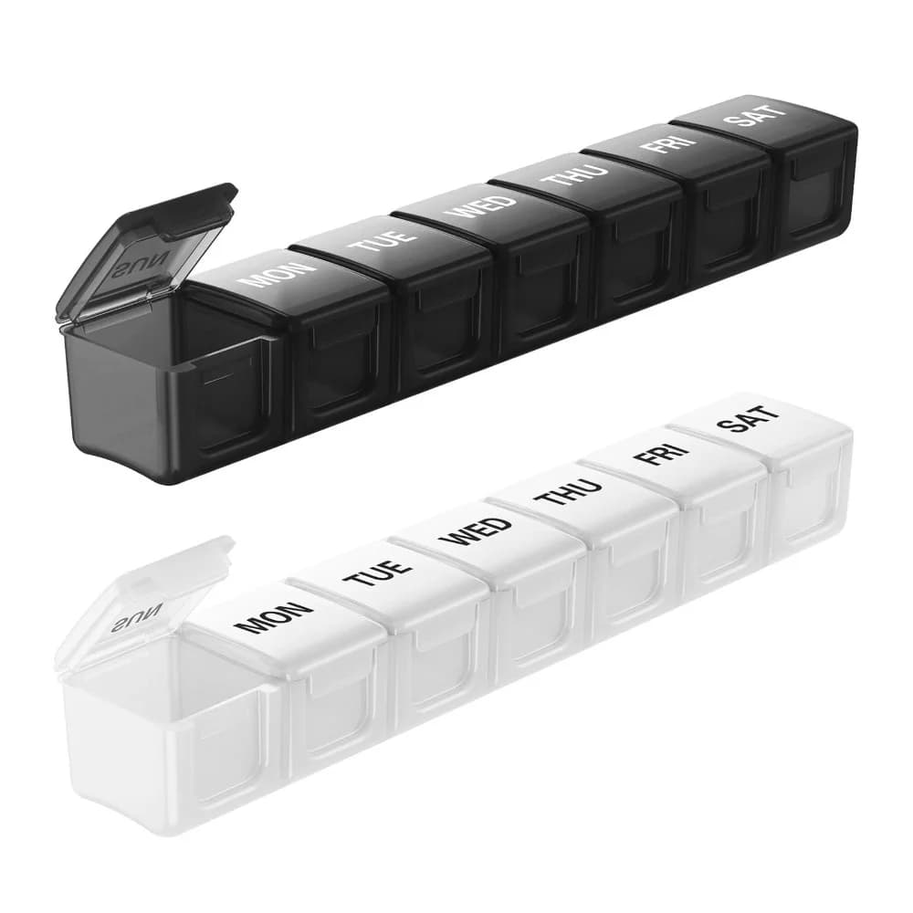 New Premium Portable Container for Pills with 7 Parties for 7 Days, Organizer for Vitamins, Medicines and Fish Oils