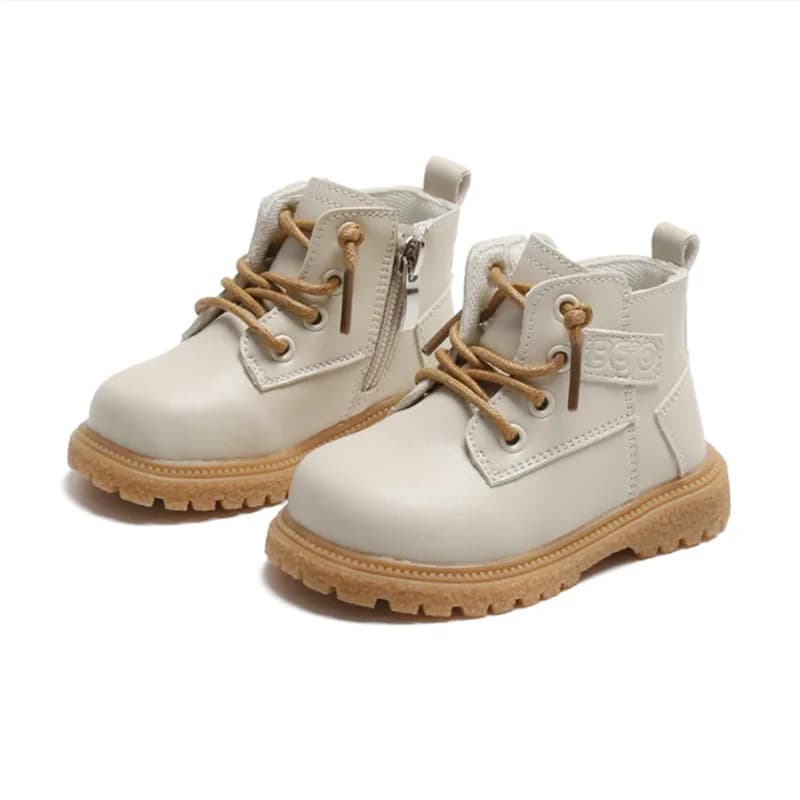 Nuovi stivali da bambino primavera/autunno in pelle stile britannico ragazzi stivali moda suola in gomma zip laterale stivaletti da bambina 15-25