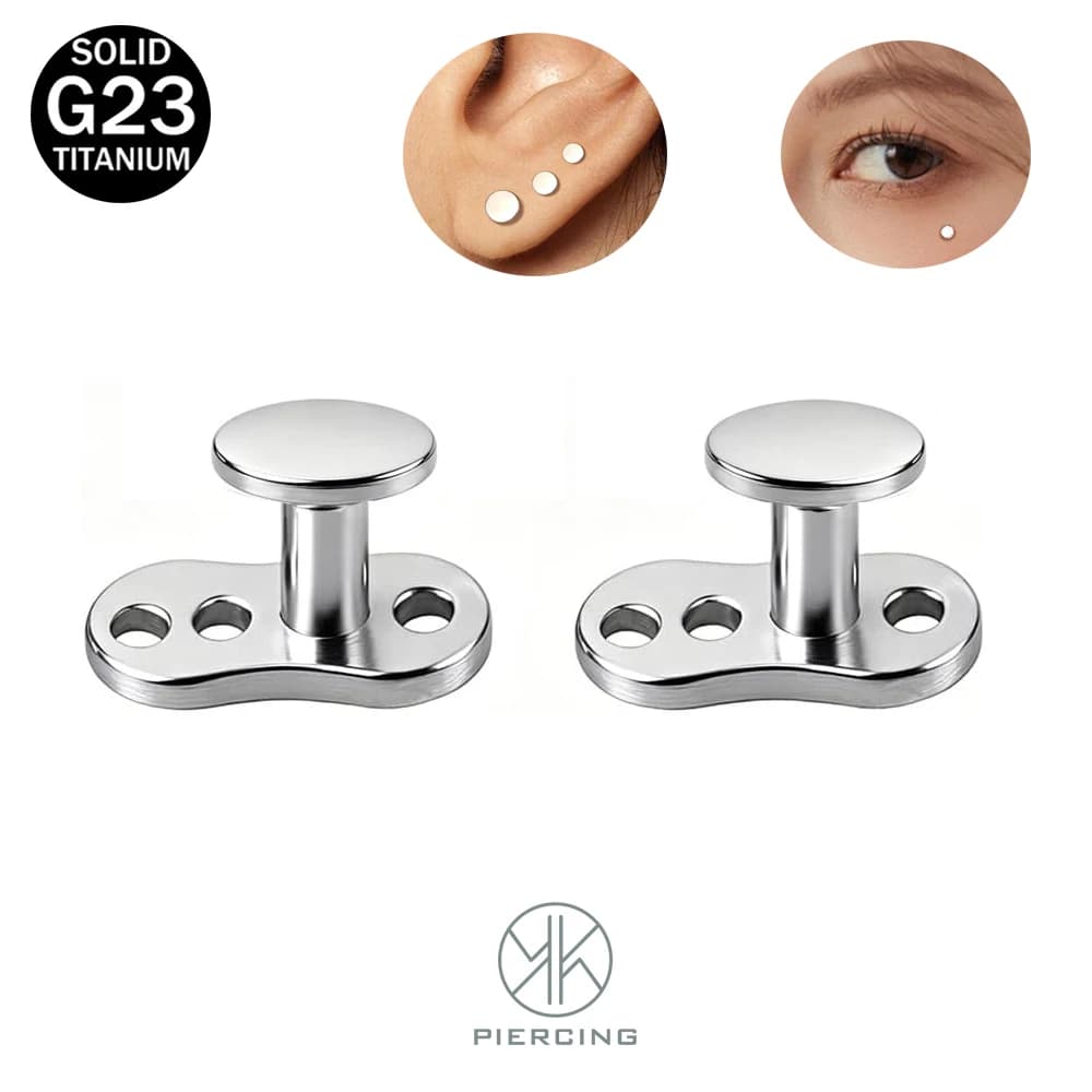 14G Round Disc Dermal Anchor Tops and Base G23 Titanium Internally Threaded Microdermal Surface Skin Piercing Stud Body Jewelry