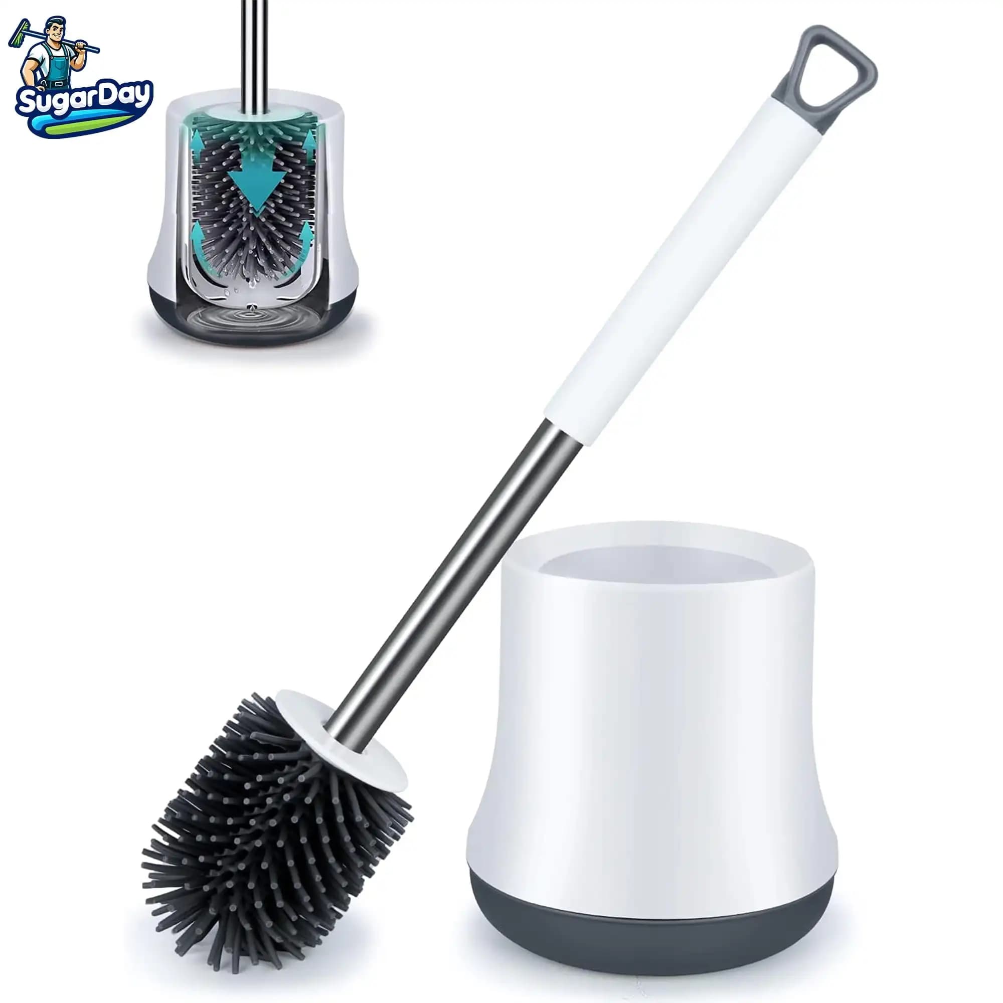 Toilet Bowl Brush Cleaner and Caddy Holder Set Toilet Scrubber for Bathroom 1 Pack