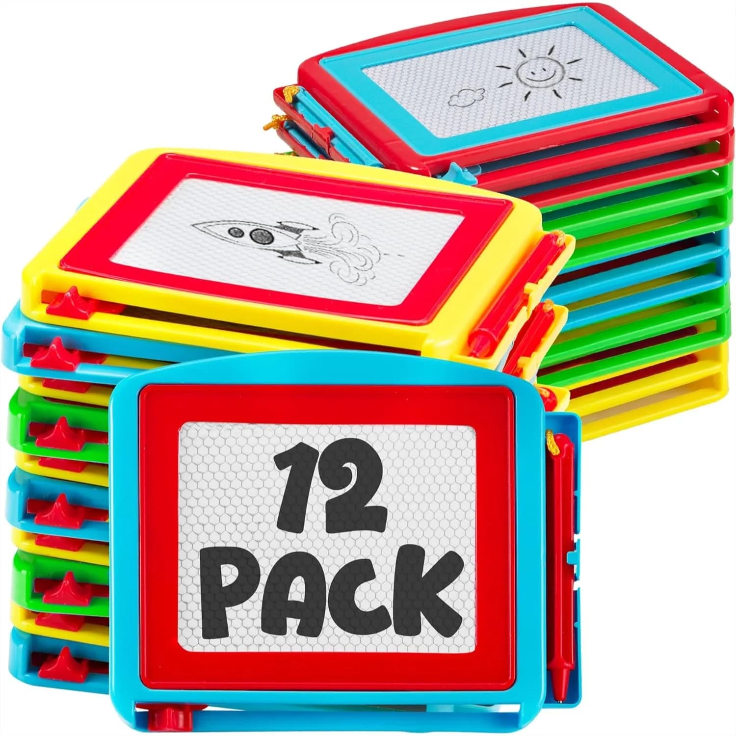 Lavagna Magnetica per Bambini, Set da 12 Pezzi, Tavoletta Cancellabile per Disegnare e Schizzi, Pad da Viaggio, Regali per Feste per Ragazzi e Ragazze