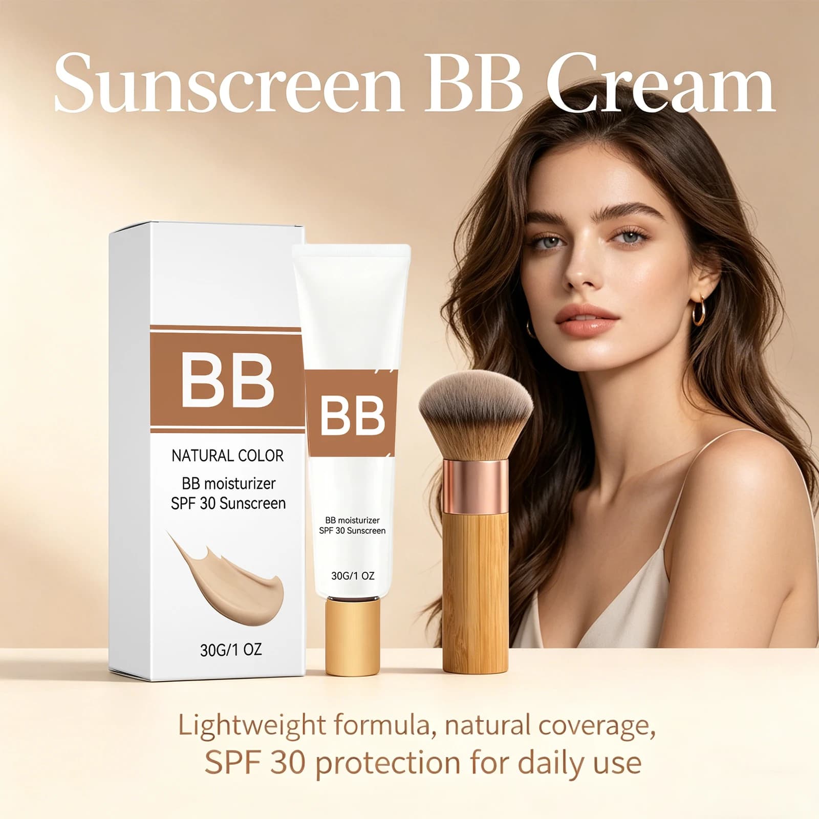 Crema BB Colorata con Protezione Solare SPF 30++, Copertura Totale, Pori Invisibili, Schiarente per Acne, Trucco Naturale, Fondotinta Viso Impermeabile