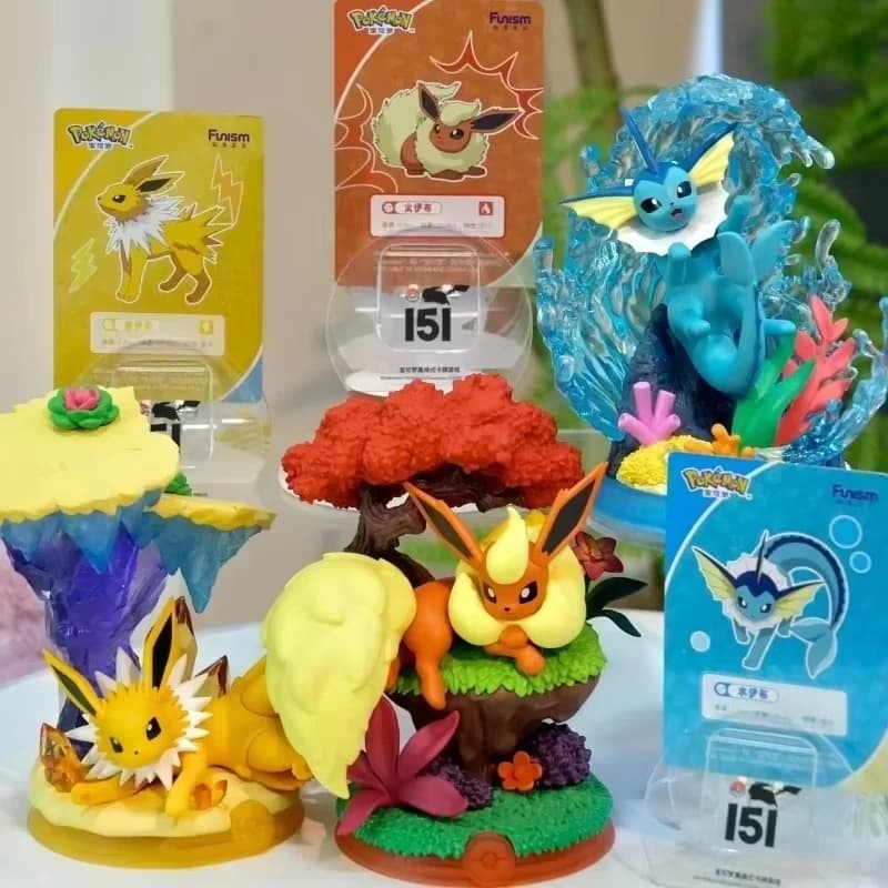 Genuine Pkm Funism Surprise Blind Box Figures Original Relaxing Eevee Series Anime Model Ornament Collection Decoration Toy Gift