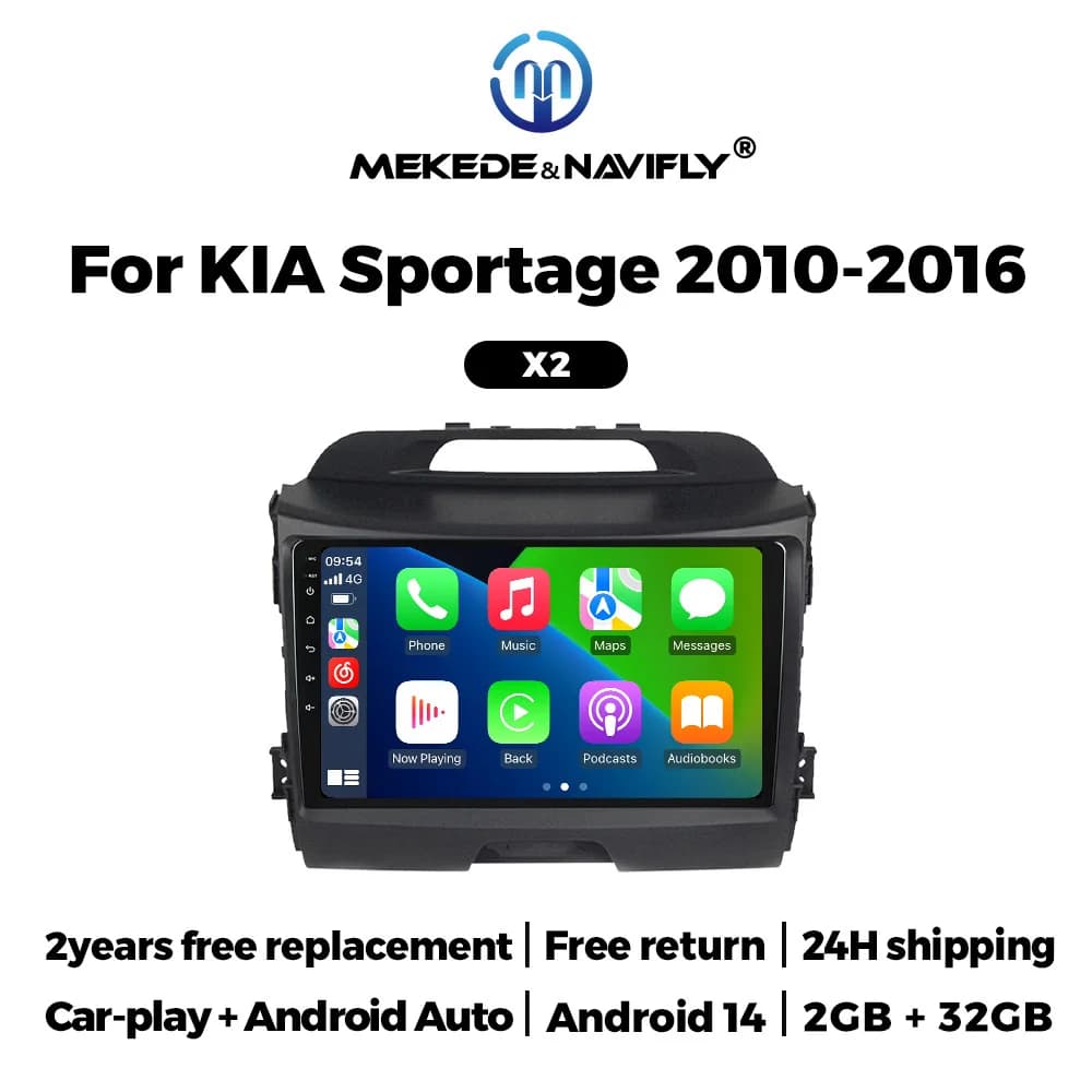 Wireless Carplay Car Radio 2G+32G 4-Core For Kia Sportage 3 SL 2010 2011-2016 Android 14 Navigation GPS Multimedia Video Player