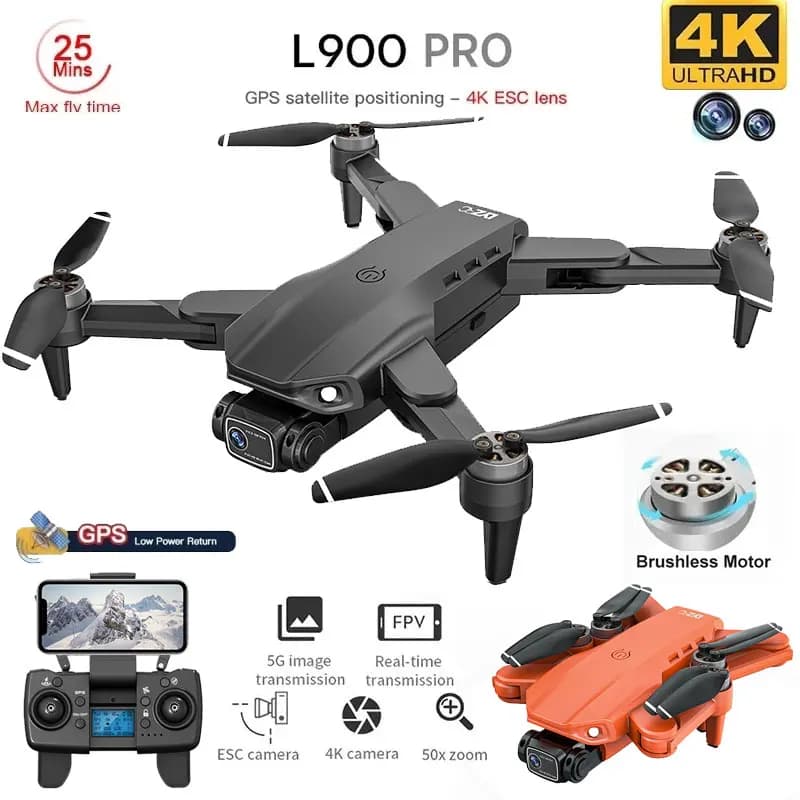 L900 Pro GPS Drone 4K Professionale HD Doppia Fotocamera 5G Wifi Fotografia Brushless Pieghevole Quadcopter RC Distanza 1.2KM Droni Giocattolo