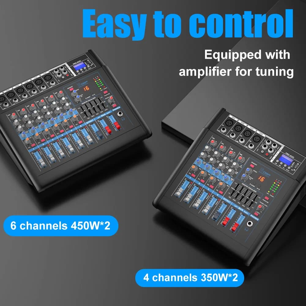 NXG Powered Mixer, 4/6 Channel Amplifier Audio Mixer with DSP Effects for Live & Karaoke