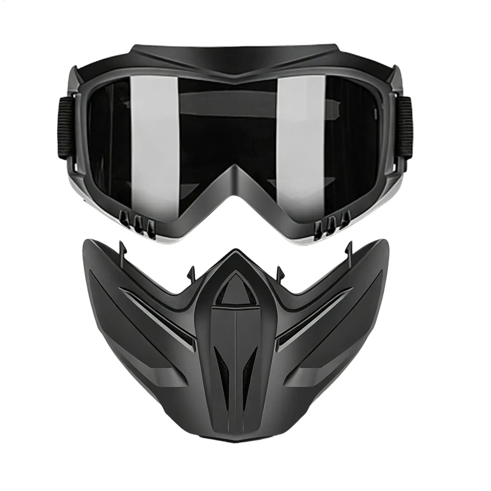 Maschera Moto Antinebbia Antivento con Occhiali Rimovibili 2 in 1, Protezione Integrale Regolabile per Uomo, Sci e Saldatura