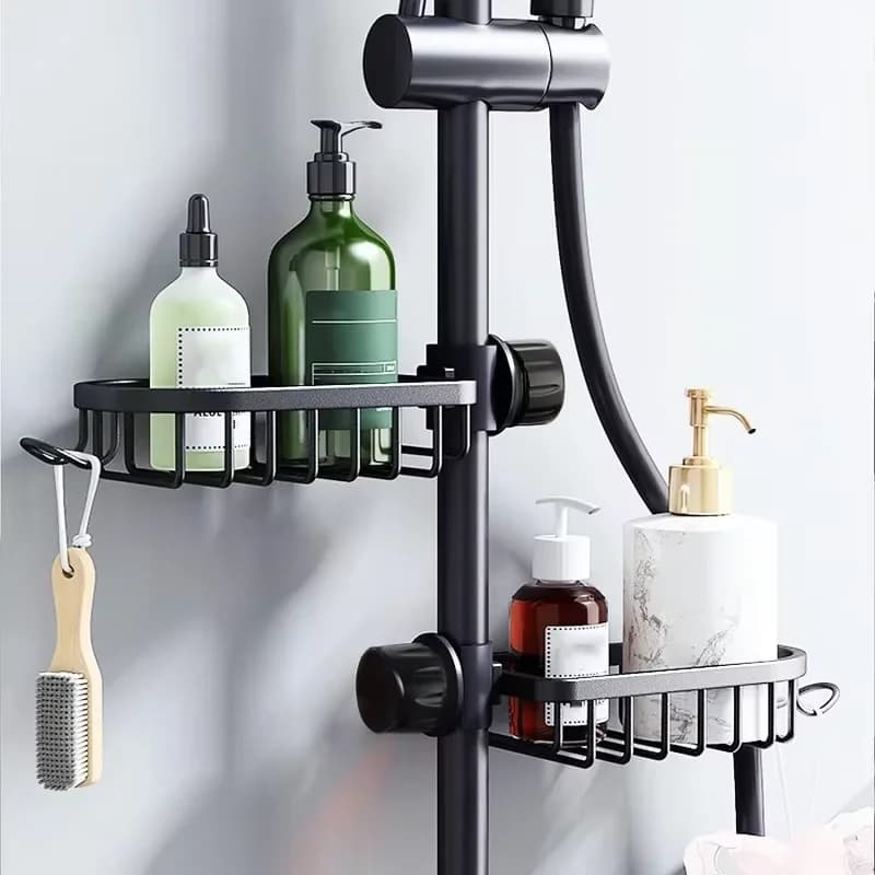 Mensola Regolabile in Alluminio per Doccia - Cestello da Parete per Shampoo, Sapone e Asciugamani, Porta Strofinacci per Lavello Cucina