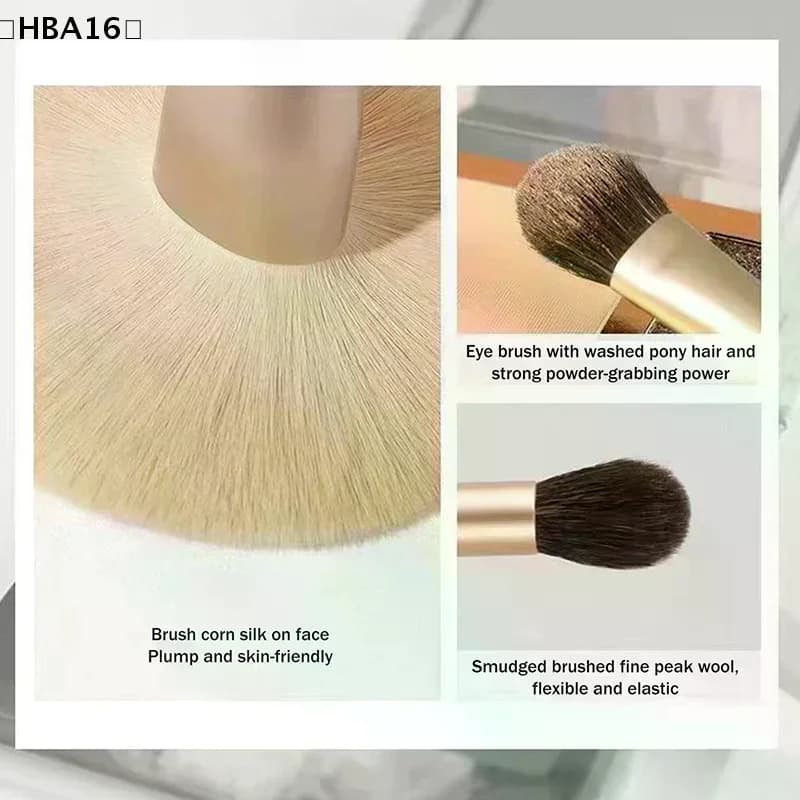 Set completo di pennelli per trucco da 12 pezzi, set completo di pennelli per fondotinta, cipria, fard, correttore, ombretto, set professionale con custodia〔HBA16〕