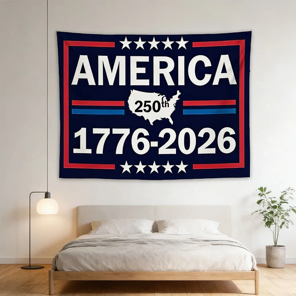 America 250th Anniversary Tapestry - Patriotic 1776-2026 Wall Hanging for Bedroom Living Room Dorm Decor