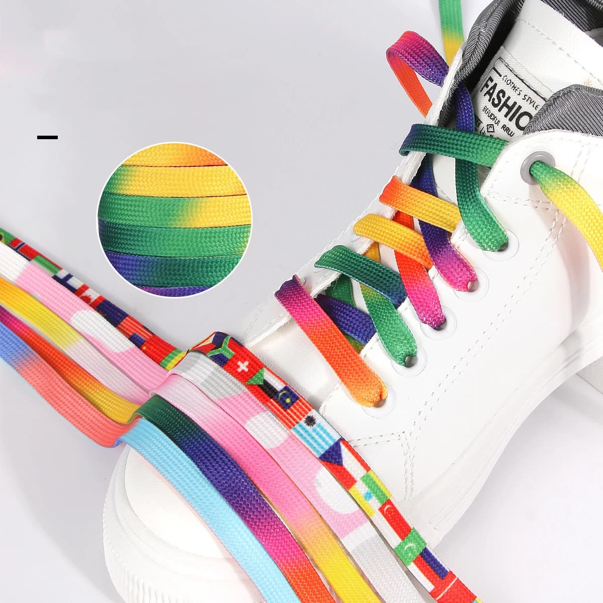 1pair colorful shoelaces Fashion gradient shoelace Sneakers casual shoelace 80/100/120/140cm Shoe accessories