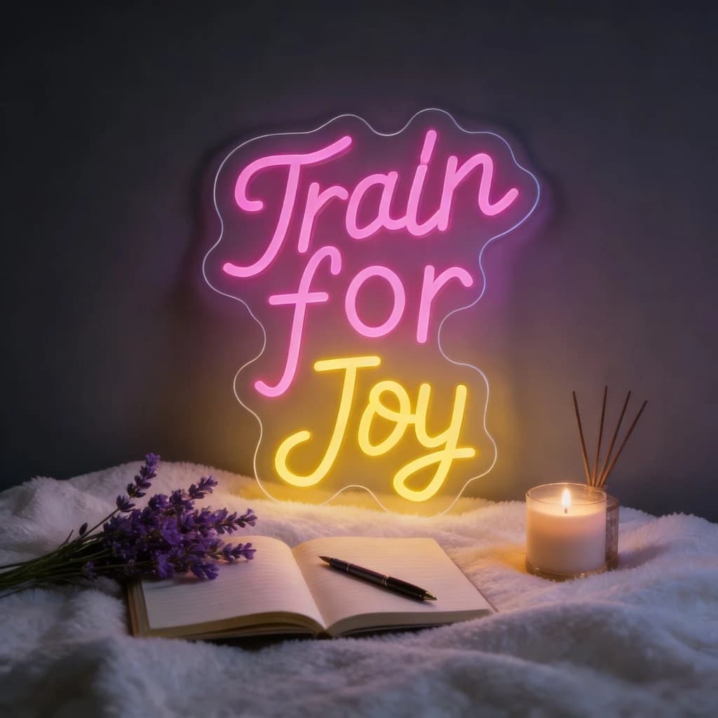 Insegna al Neon 'Train for Joy' USB Dimmerabile, Luce LED al Neon per Bar, Man Cave, Camera da Letto, Hotel, Sala Giochi, Decorazione Murale per Feste
