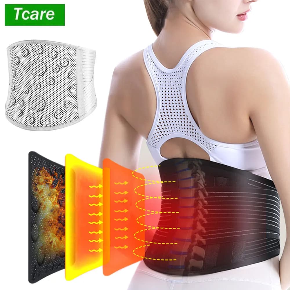 Cintura magnetica lombare autoriscaldante, terapia magnetica termica Tormalina Cintura di supporto per la vita della parte bassa della schiena per alleviare il dolore Sciatica