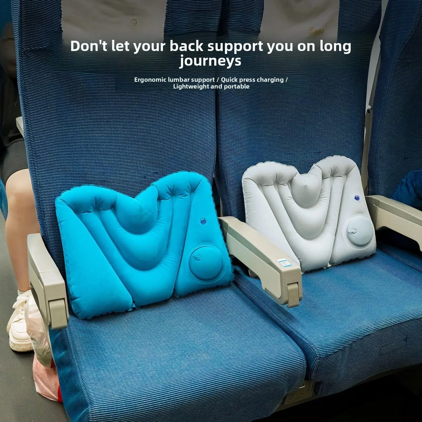 Cuscino Lombare Portatile Gonfiabile a U per Viaggi in Treno e Supporto Lombare Domestico in Tessuto Semplice