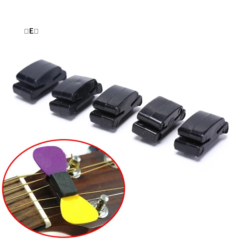 〔E〕5 pezzi di supporti per plettri in gomma nera da fissare sulla paletta per chitarra, basso, ukulele〔Winter5〕